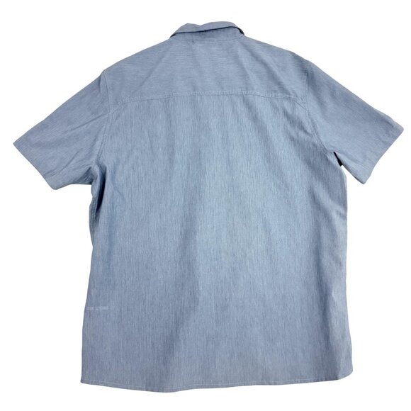Hi-Tec Shirt Men's 2XL Blue Short Sleeve Button Front Mesh Lined Chest Pockets - Picture 2 of 11